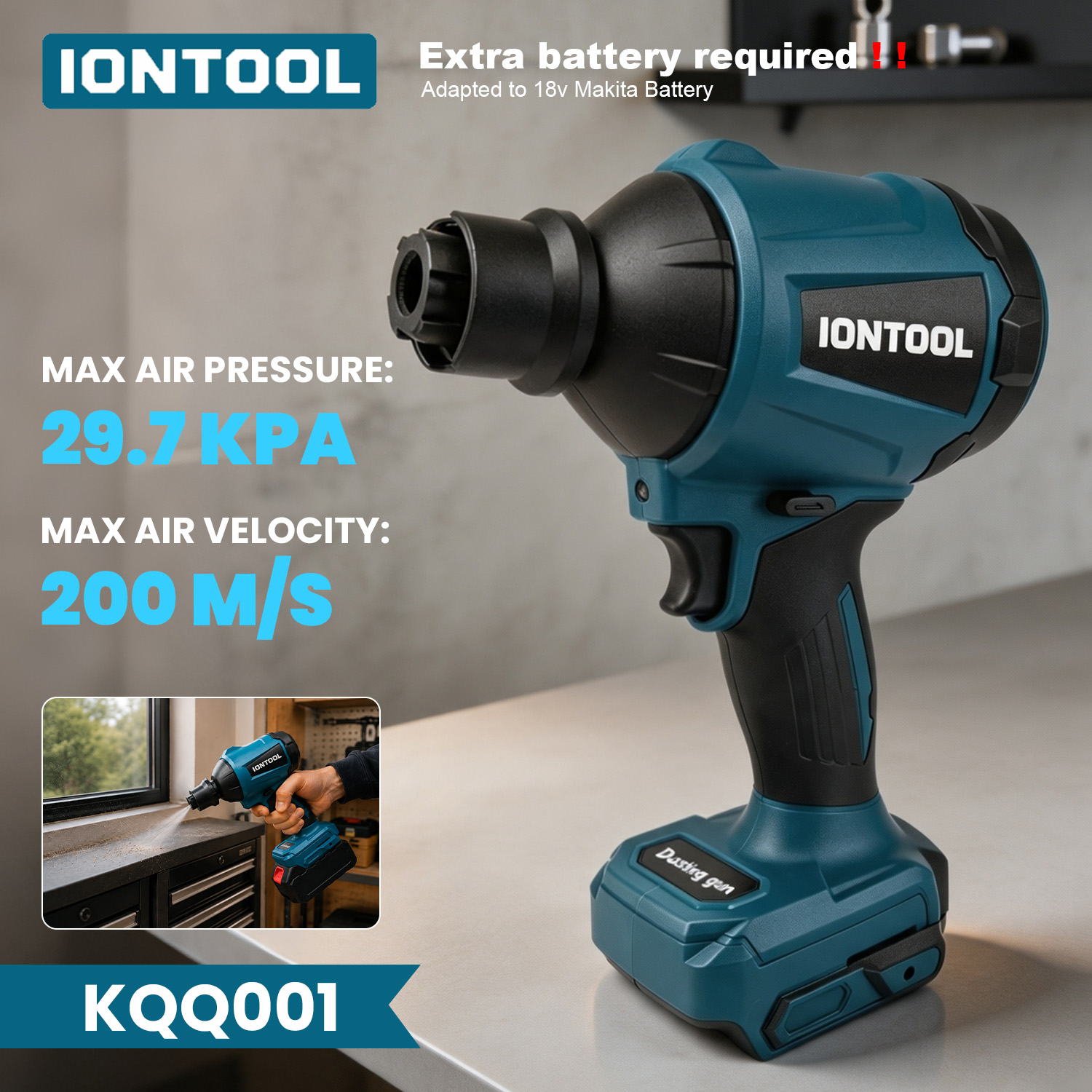 Workshop Cleaning Tools - Soplador de Aire IONTOOL 29.7kPa 200m/s